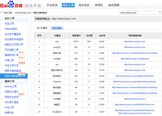 百度网页搜索首次推出外链工具提供链接到所查询网站的域